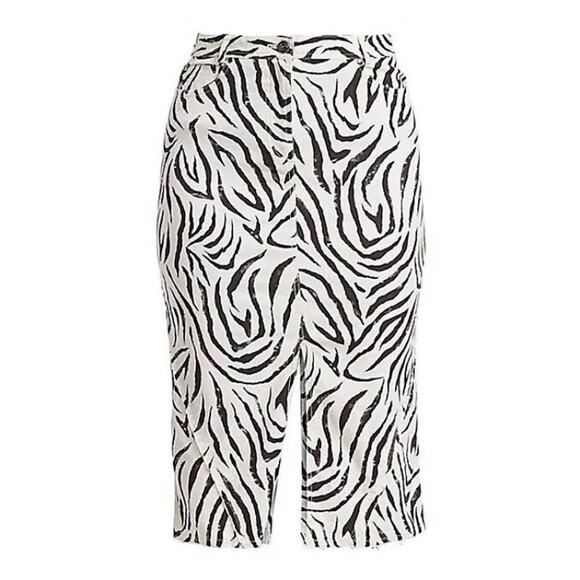 ATM Womens Denim Zebra Print Pencil Skirt size 6 NWOT (b45) - Picture 1 of 11